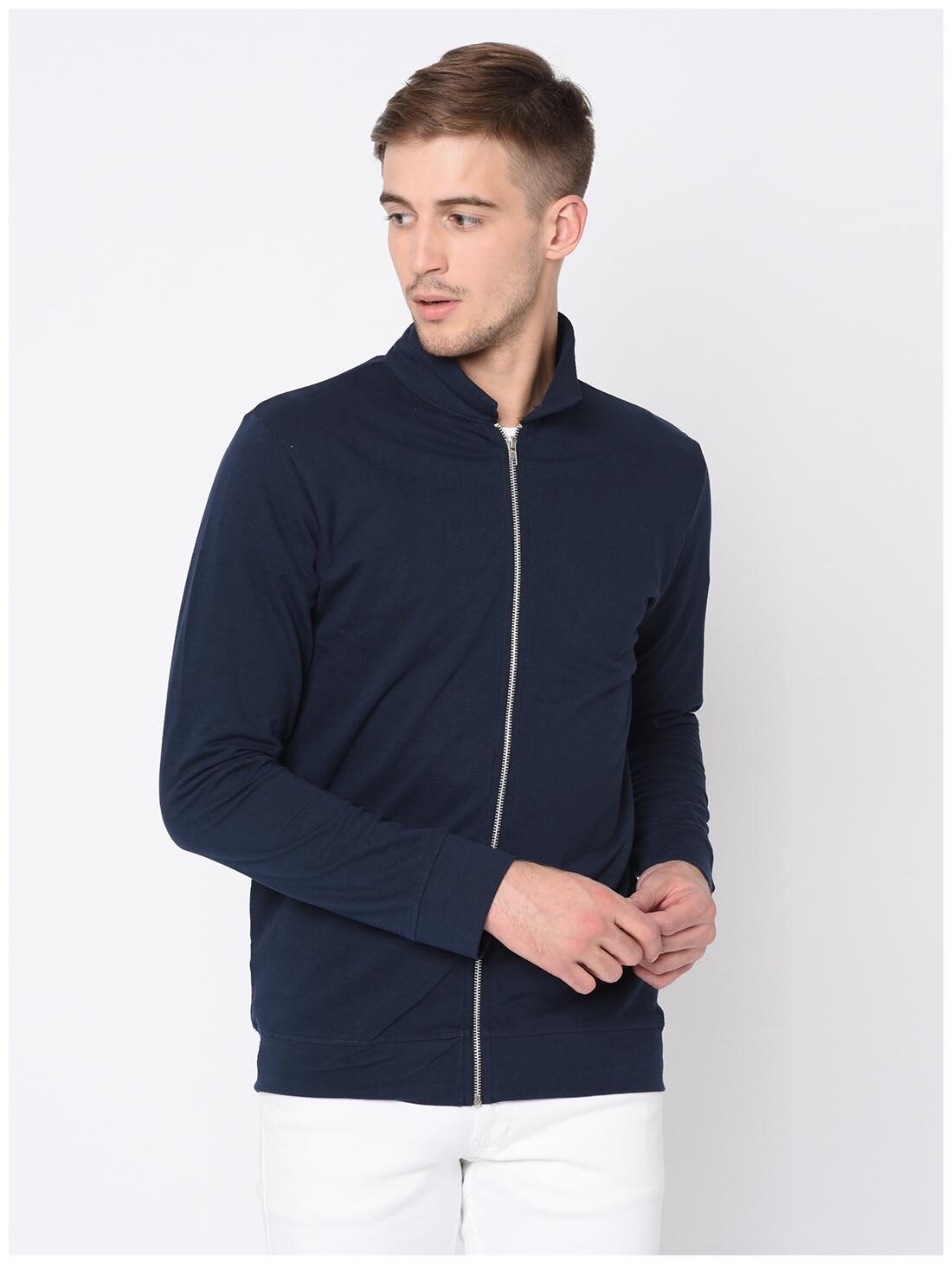 

RIGO Men Solid Cotton Blue Sweatshirt