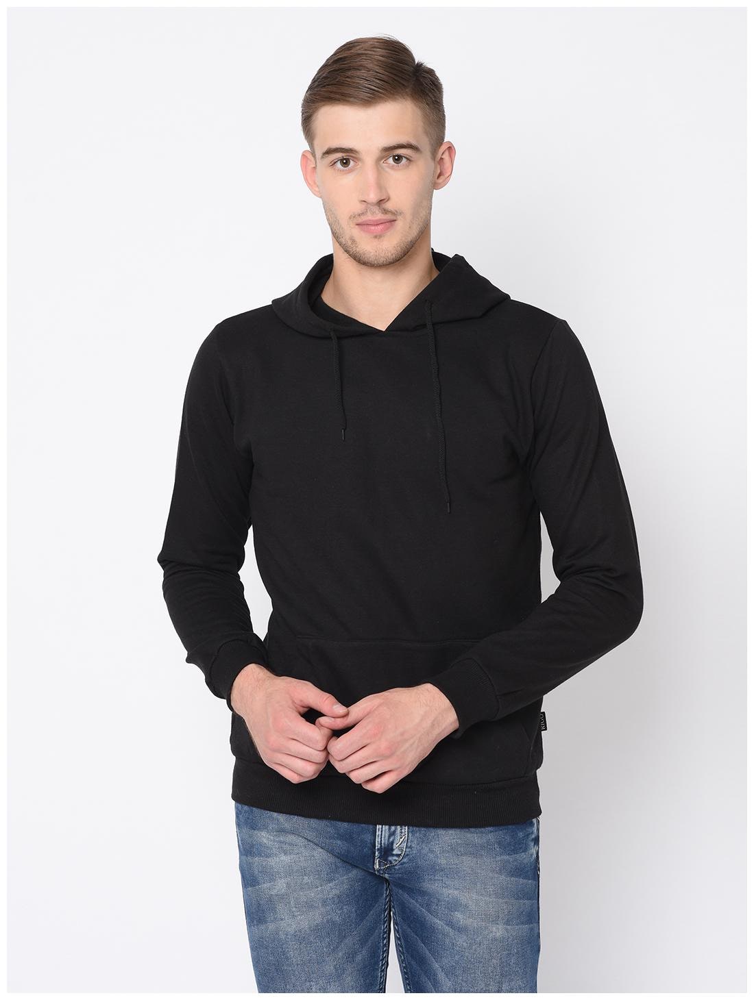 

RIGO Men Solid Cotton Black Sweatshirt