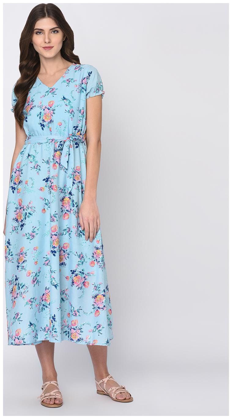 

RIGO Blue Solid A-line dress