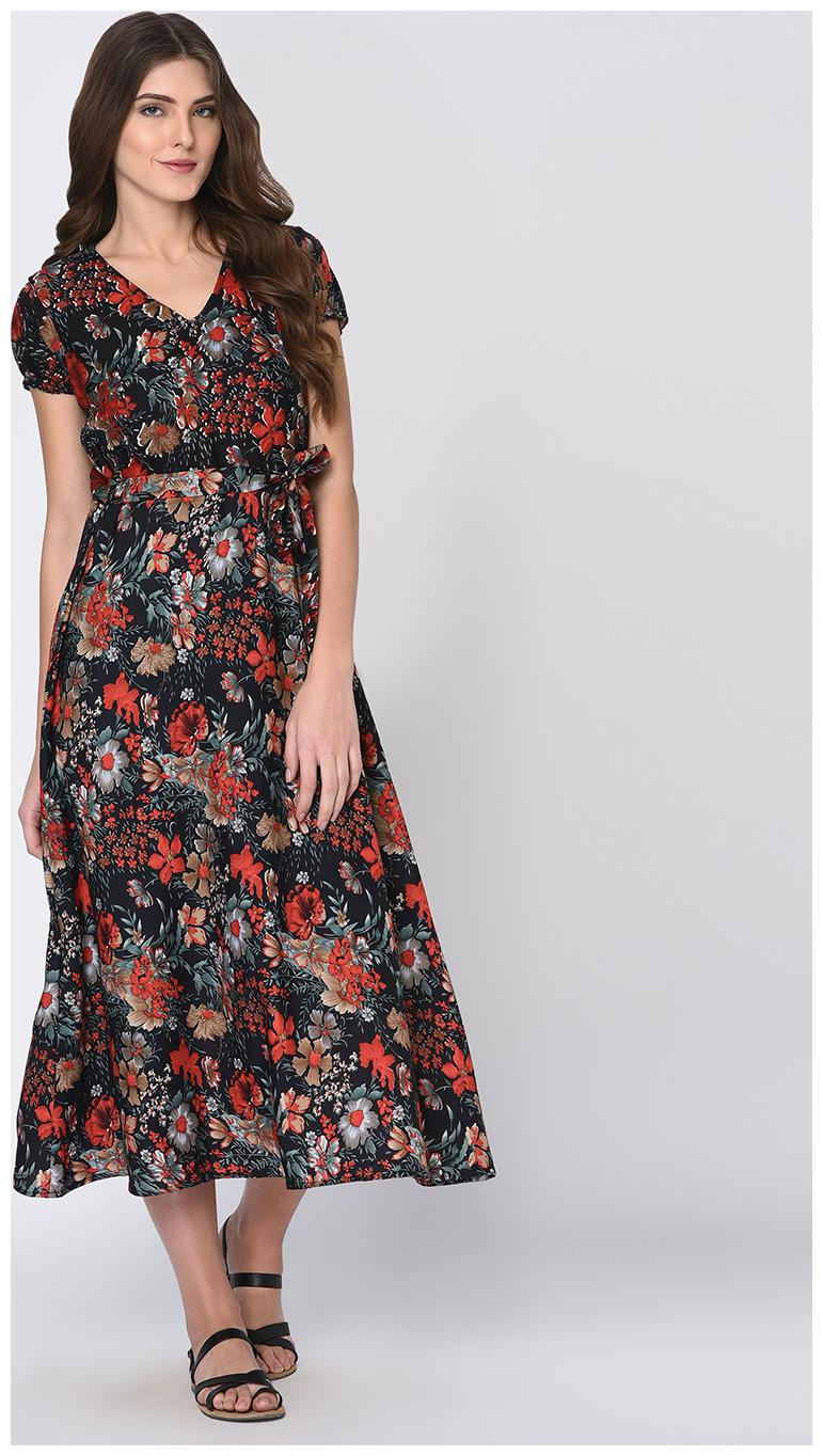 

RIGO Black Solid A-line dress