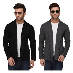 

Rigo Multicolour Regular Fit Cotton Full Sleeve Long Cardigan for Men (Pack of 2)