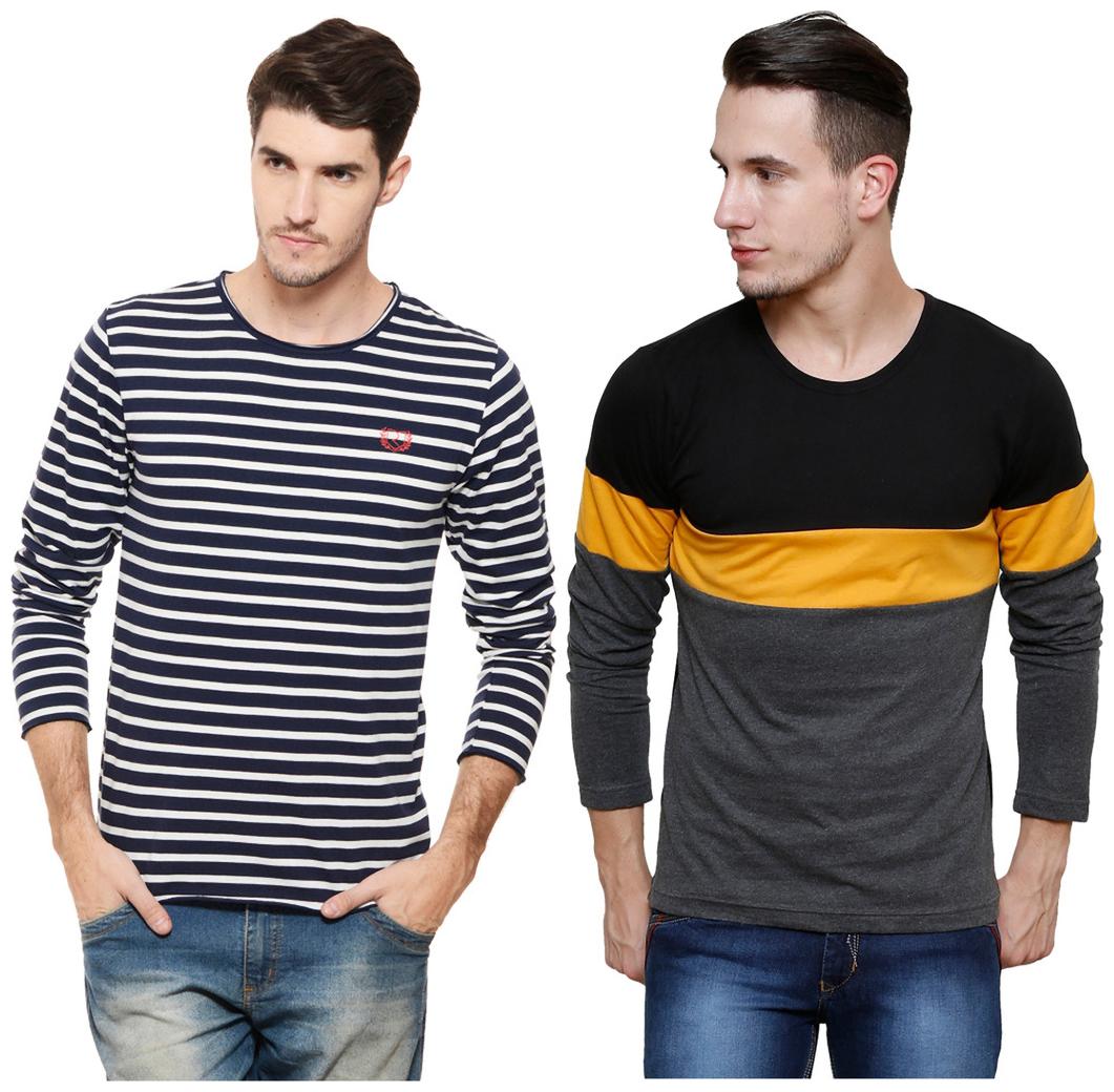 

Rigo Men Multi Regular fit Cotton Round neck T-Shirt - Pack Of 2