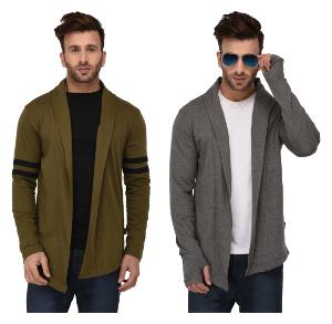 

Rigo Multicolour Regular Fit Cotton Full Sleeve Long Cardigan for Men (Pack of 2)