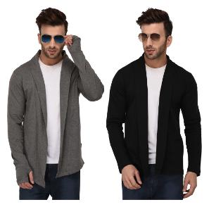 

Rigo Multicolour Regular Fit Cotton Full Sleeve Long Cardigan for Men (Pack of 2)