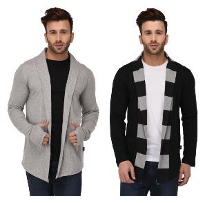 

Rigo Multicolour Regular Fit Cotton Full Sleeve Long Cardigan for Men (Pack of 2)