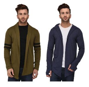 

Rigo Multicolour Regular Fit Cotton Full Sleeve Long Cardigan for Men (Pack of 2)