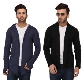 

Rigo Multicolour Regular Fit Cotton Full Sleeve Long Cardigan for Men (Pack of 2)