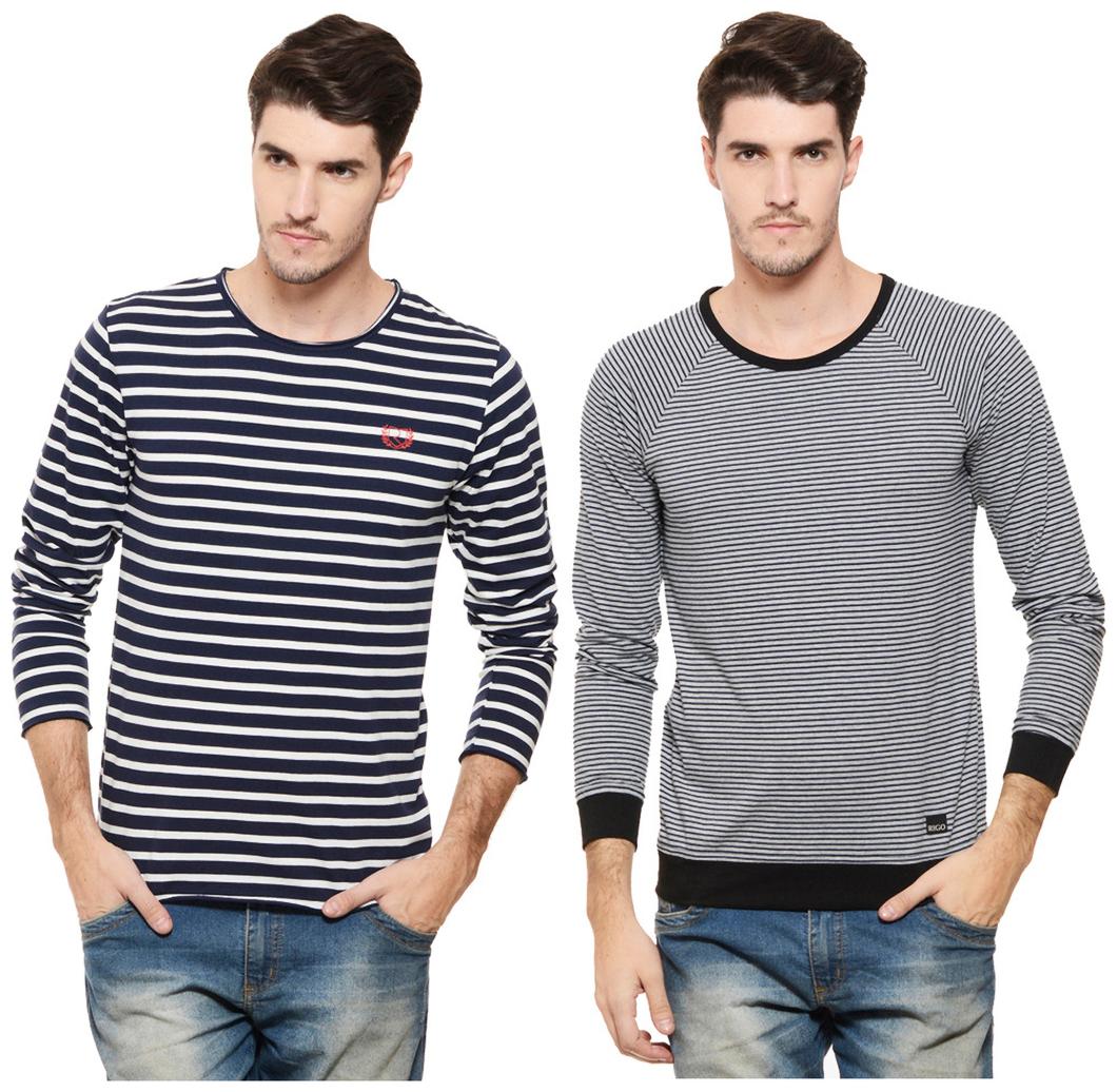 

Rigo Men Multi Regular fit Cotton Round neck T-Shirt - Pack Of 2