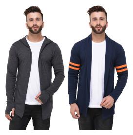 

Rigo Multicolour Regular Fit Cotton Full Sleeve Long Cardigan for Men (Pack of 2)