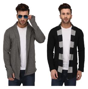 

Rigo Multicolour Regular Fit Cotton Full Sleeve Long Cardigan for Men (Pack of 2)