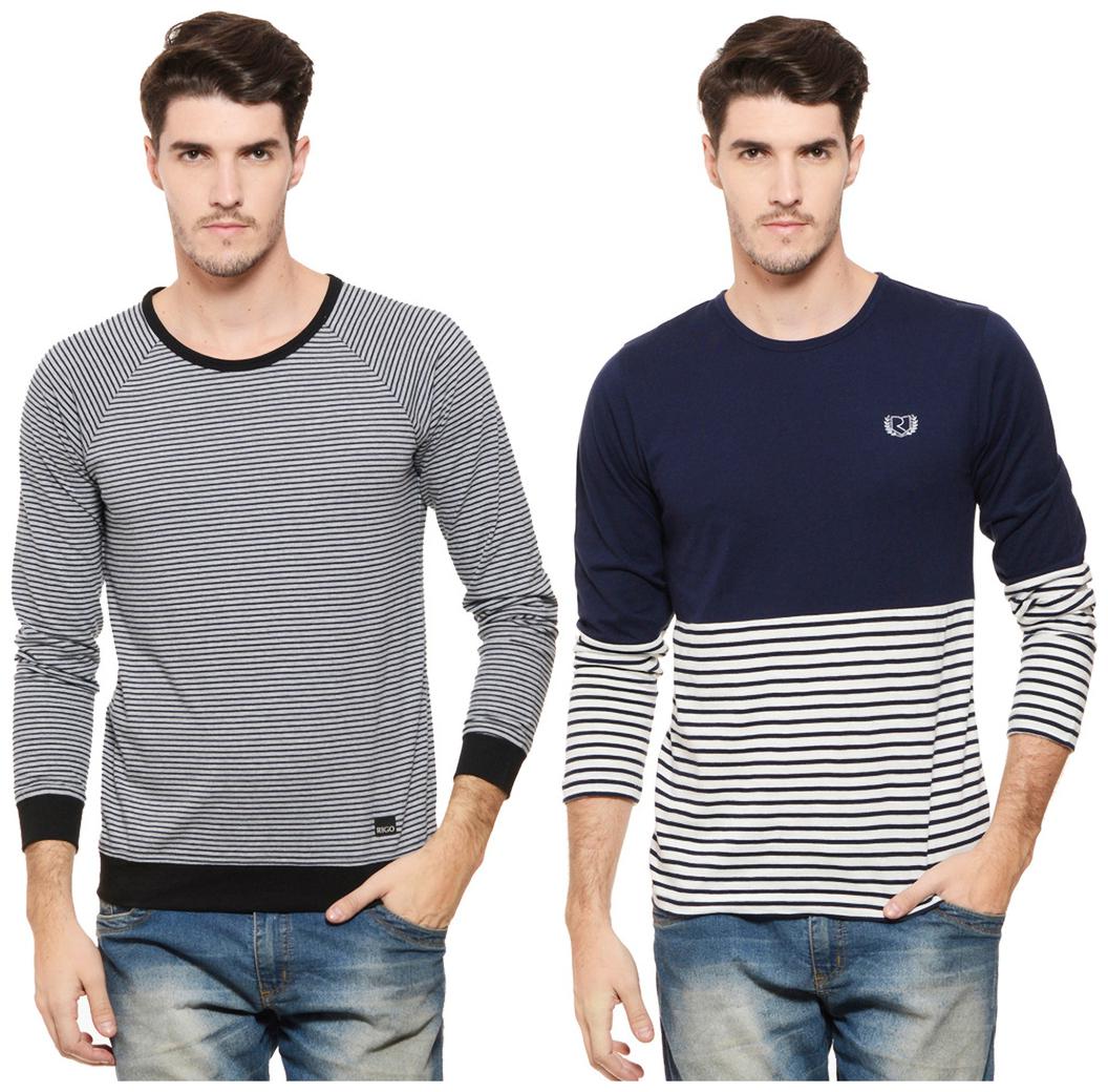 

Rigo Multicolour RoundNeck T-Shirt For Men (Pack of 2)