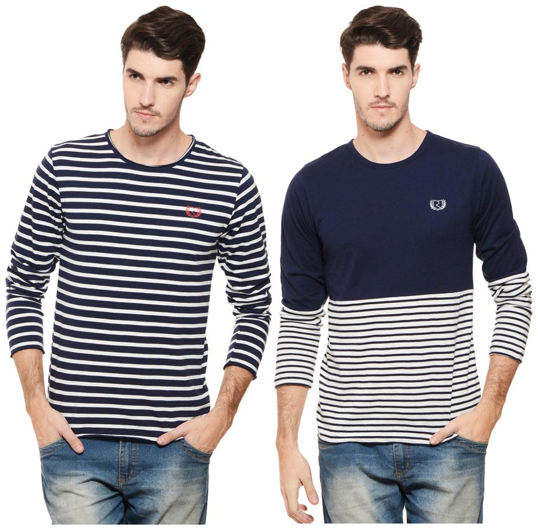

Rigo Men Multi Regular fit Cotton Round neck T-Shirt - Pack Of 2