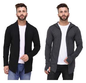 

Rigo Multicolour Regular Fit Cotton Full Sleeve Long Cardigan for Men (Pack of 2)