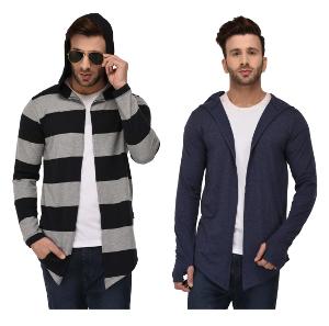 

Rigo Multicolour Regular Fit Cotton Full Sleeve Long Cardigan for Men (Pack of 2)