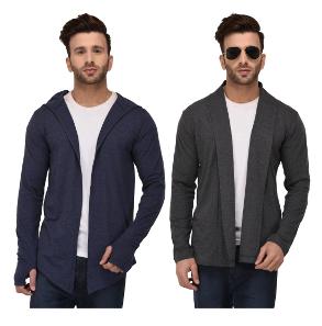 

Rigo Multicolour Regular Fit Cotton Full Sleeve Long Cardigan for Men (Pack of 2)