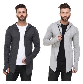 

Rigo Multicolour Regular Fit Cotton Full Sleeve Long Cardigan for Men (Pack of 2)