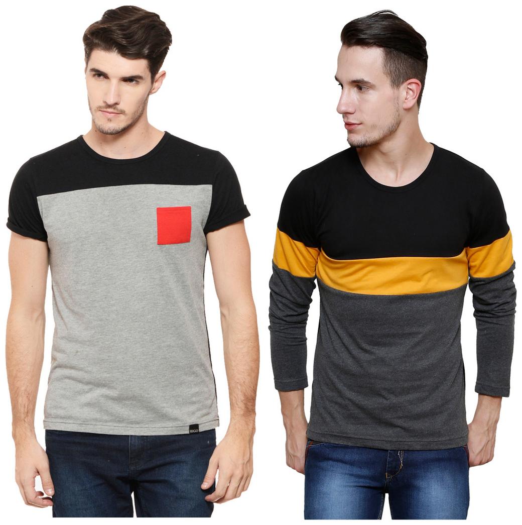 

Rigo Multicolour RoundNeck T-Shirt For Men (Pack of 2)