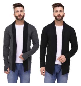 

Rigo Multicolour Regular Fit Cotton Full Sleeve Long Cardigan for Men (Pack of 2)