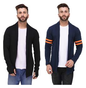 

Rigo Multicolour Regular Fit Cotton Full Sleeve Long Cardigan for Men (Pack of 2)