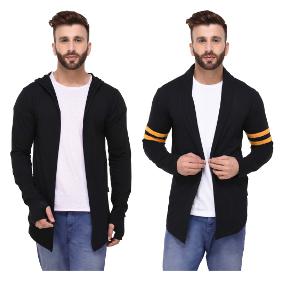 

Rigo Multicolour Regular Fit Cotton Full Sleeve Long Cardigan for Men (Pack of 2)