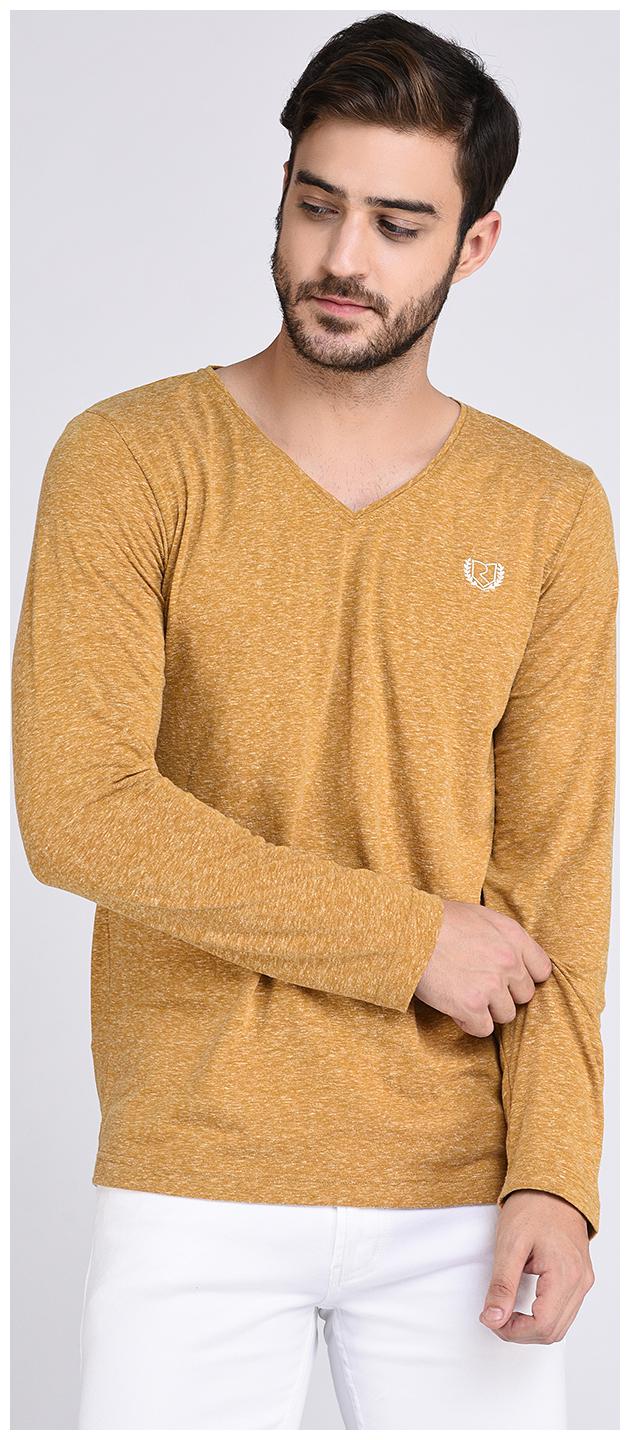 

Rigo Mustard Melange V-Neck Tshirt-Full