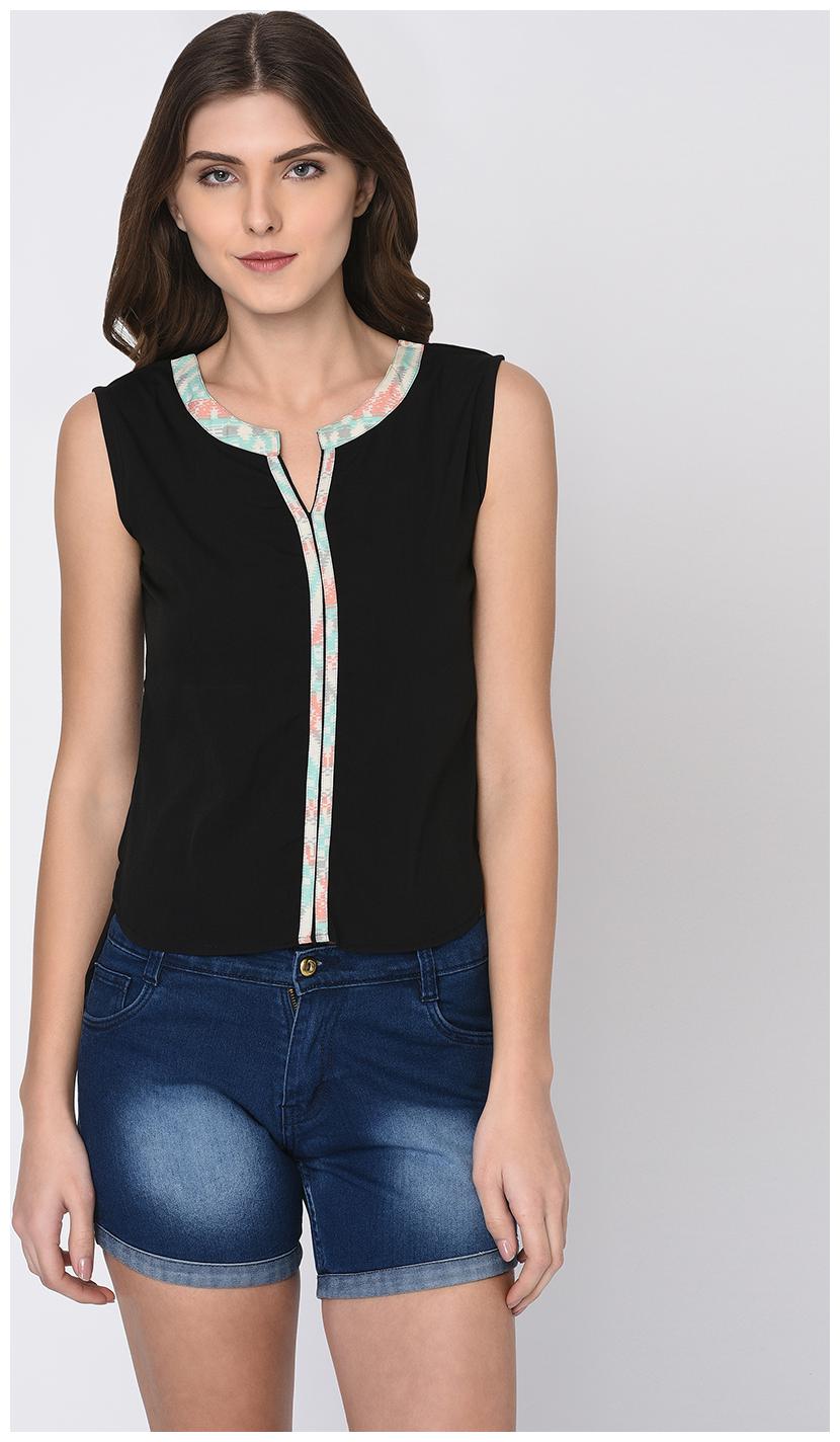 

RIGO Women Solid Regular top - Black