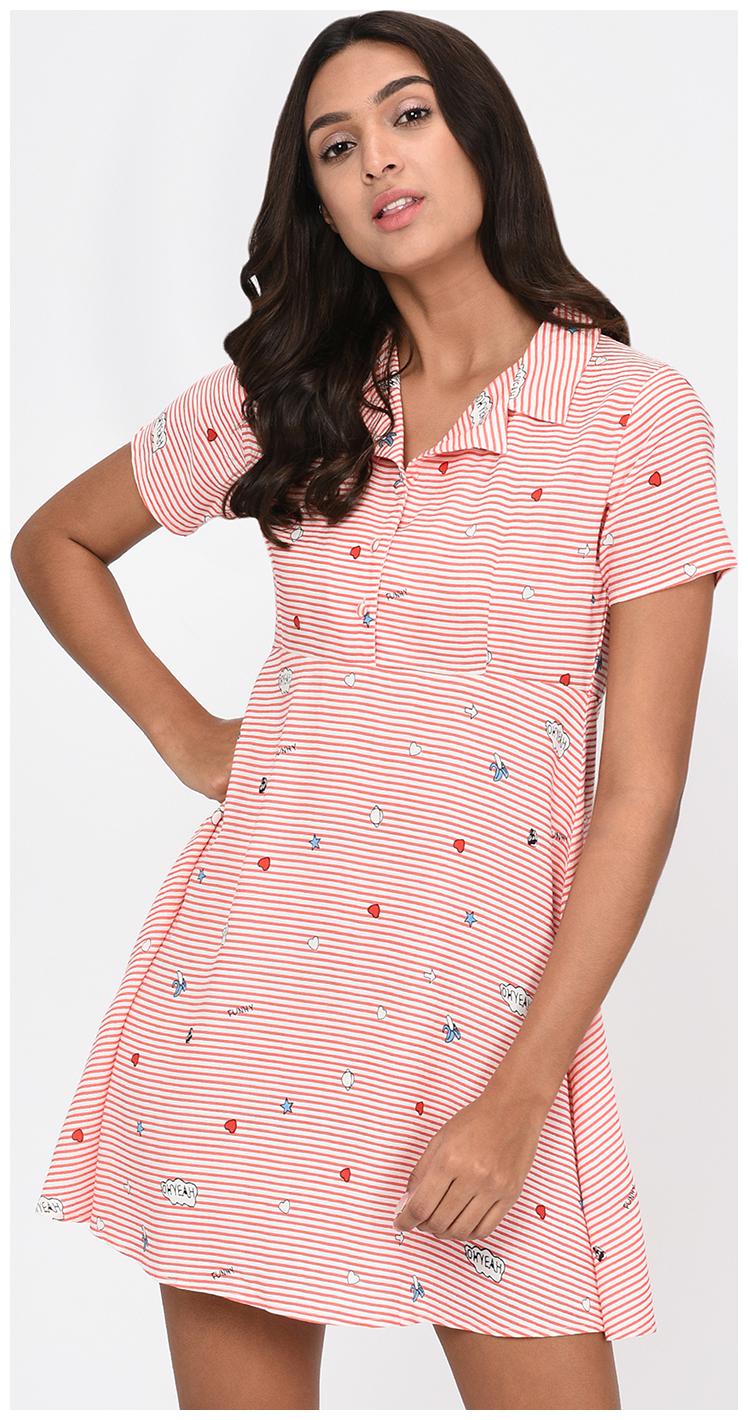 

RIGO Red Striped Fit flare dress