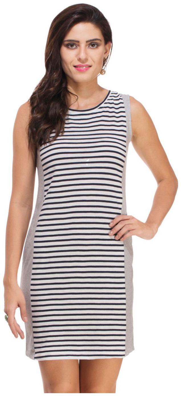

Rigo Grey Striped Fit flare dress