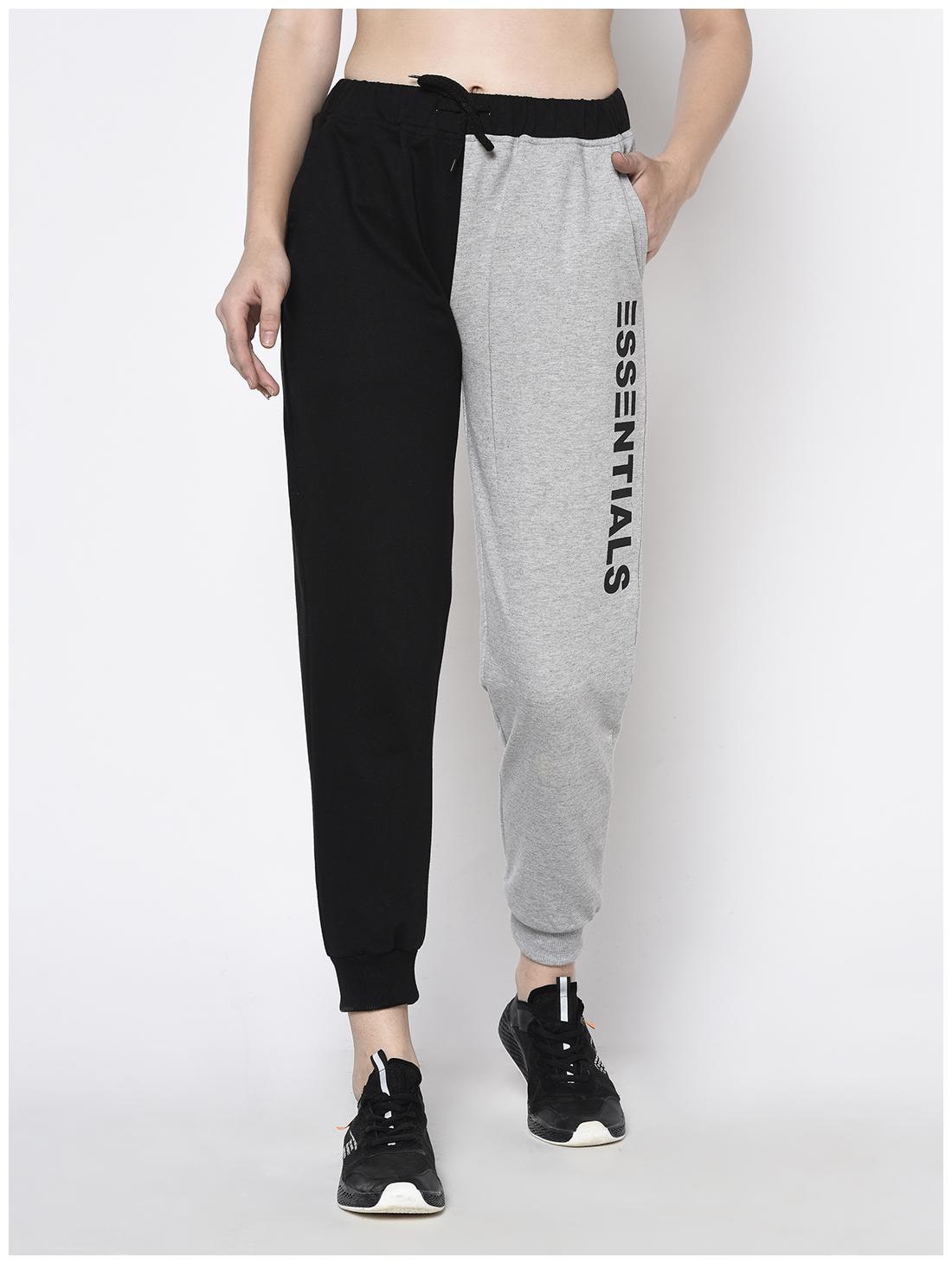 

Rigo Women Cotton Blend Printed Regular Fit Joggers(Black Grey)