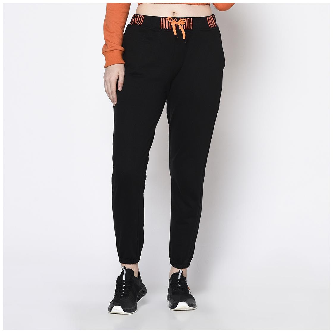 

Rigo Women Cotton Blend Solid Regular Fit Joggers(Black)
