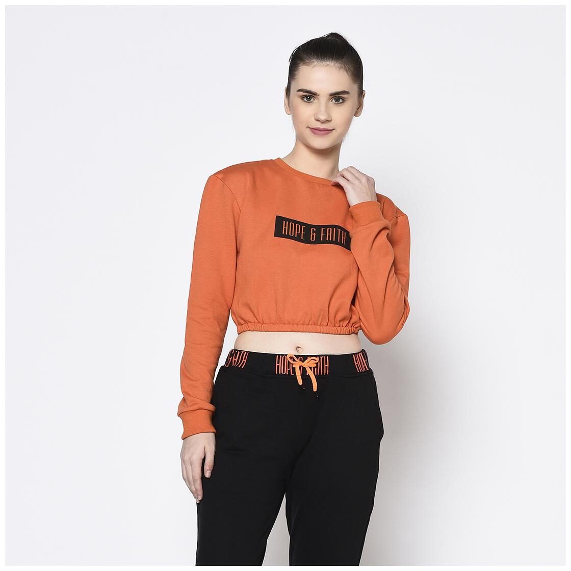

RIGO Women Printed Sweatshirt - Orange