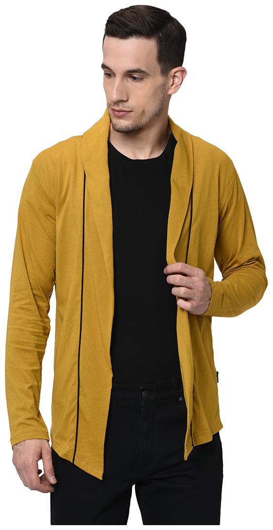 

Rigo Yellow With Contrast Detailing Open Long Cardigan-Full For Men