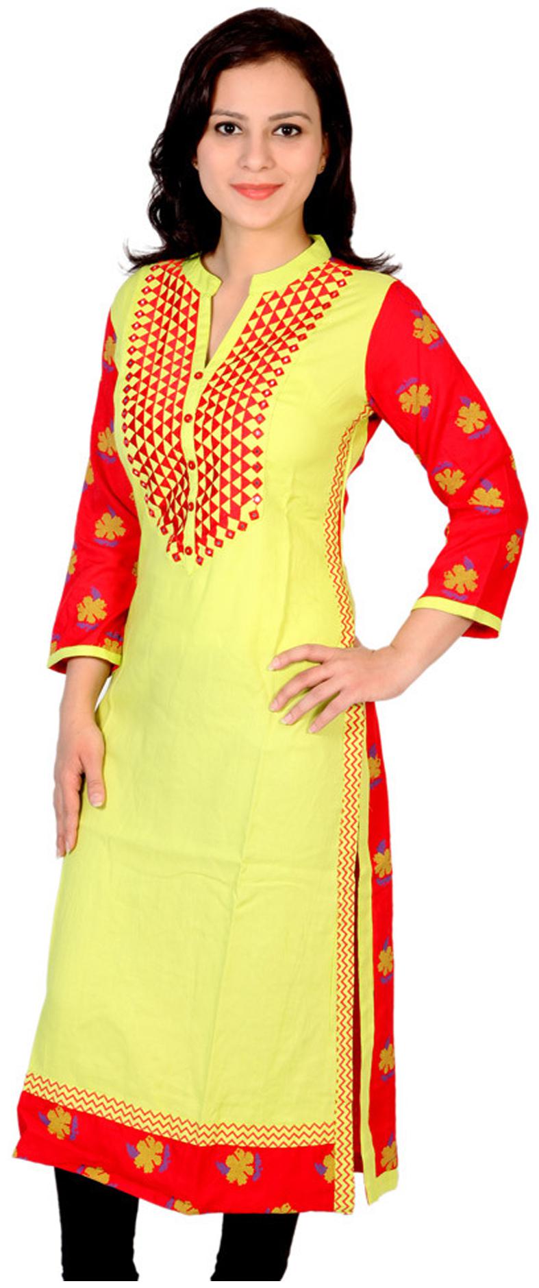 

RISHABH Yellow Rayon Kurti