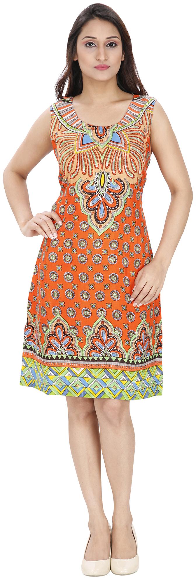 

SVTADA COLLECTION Orange Printed A-line dress