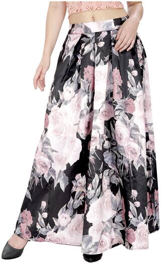 SVTADA COLLECTION Floral A-line skirt Maxi Skirt - Black