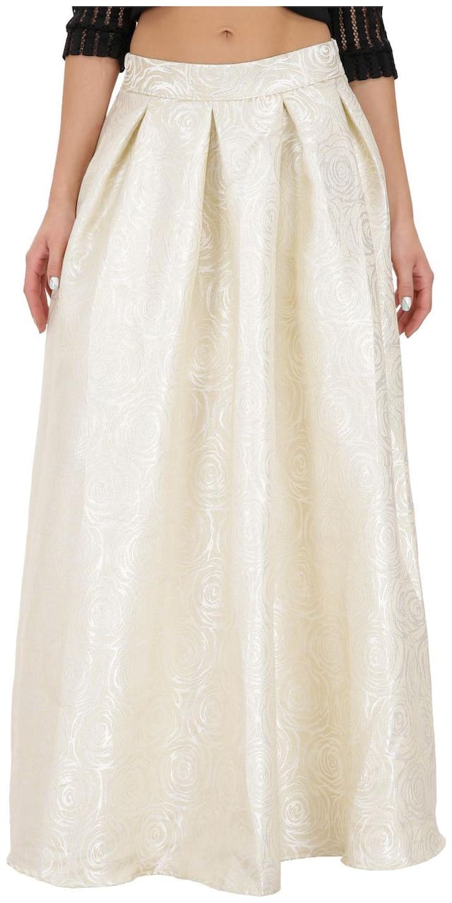 SVTADA COLLECTION Solid A-line skirt Maxi Skirt - White