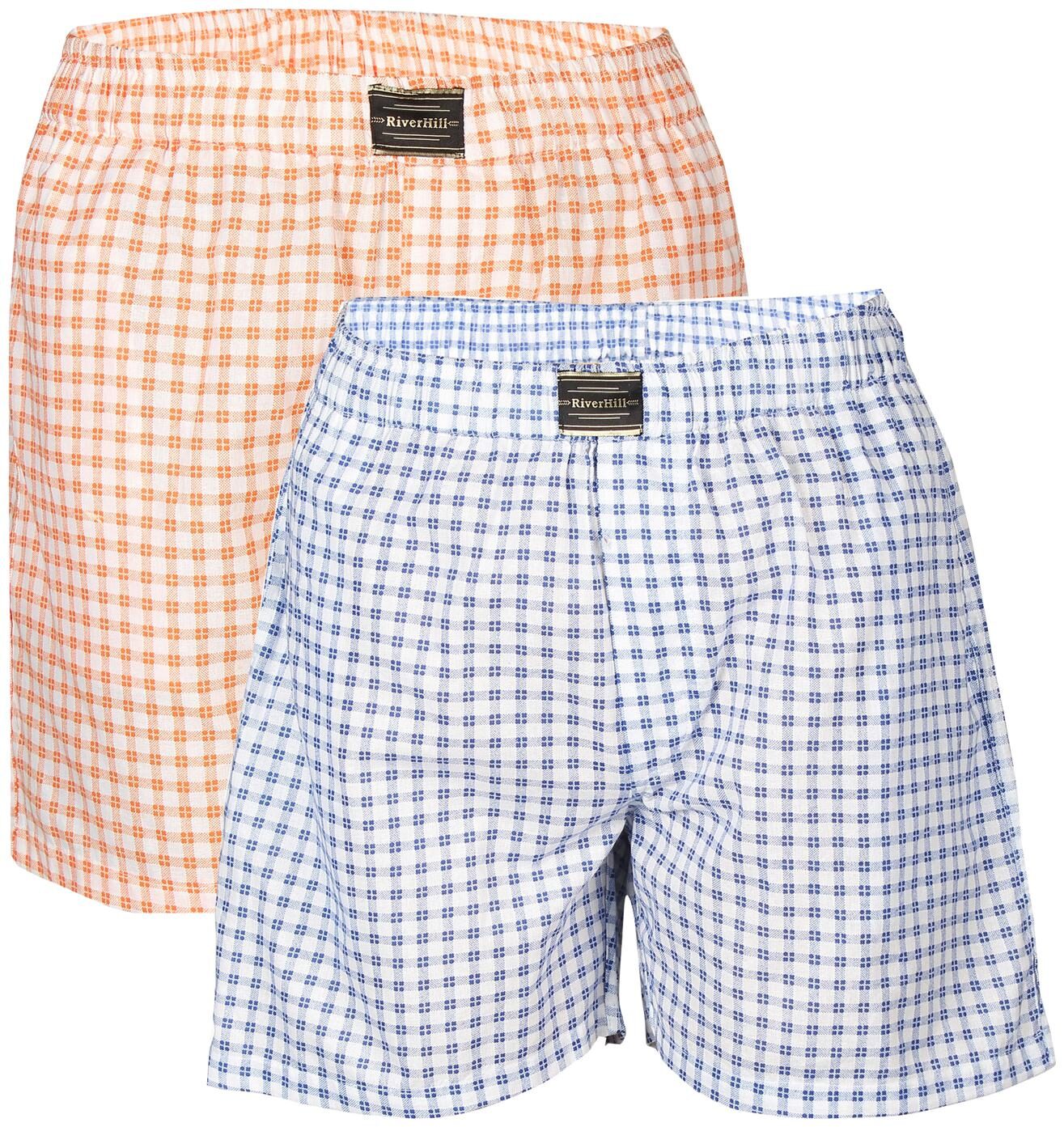 

RIVER HILL Men Orange Blue Regular Fit Regular Shorts