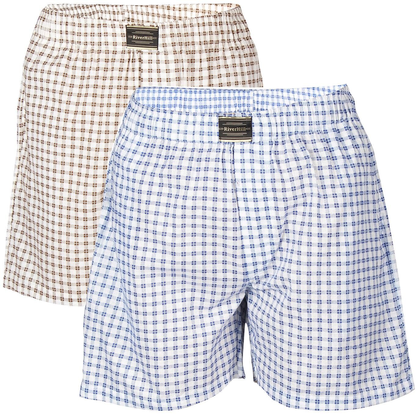 

RIVER HILL Men Brown Blue Regular Fit Regular Shorts