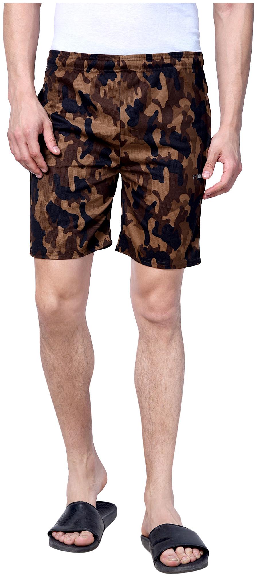 

RIVER HILL Men Brown Blue Regular Fit Regular Shorts