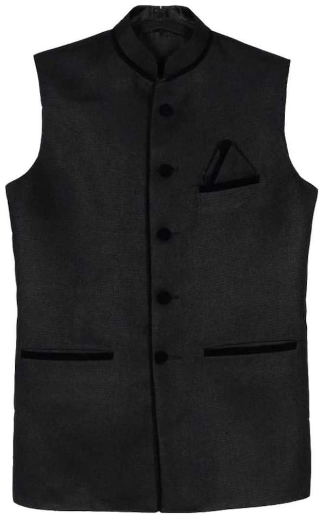 River Hill Men's Black Nehru Jacket - Waistcoat