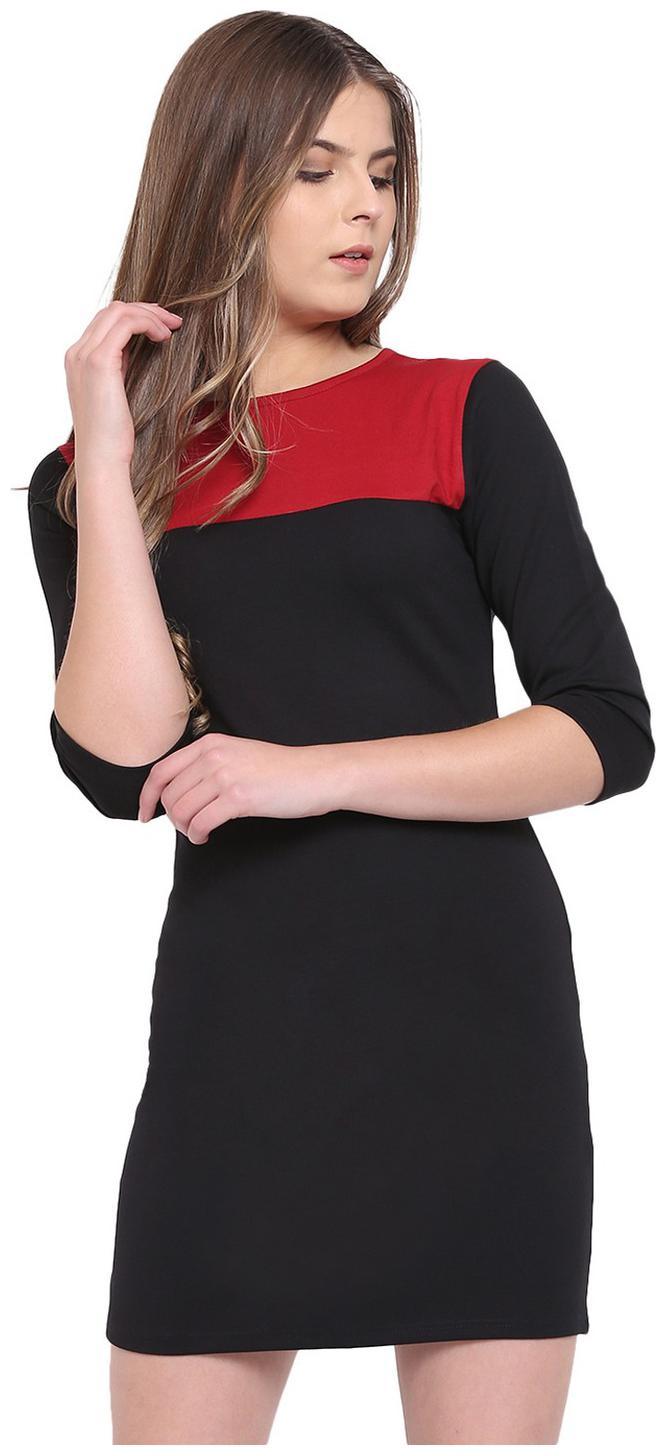 

RIVI Black Solid Bodycon dress