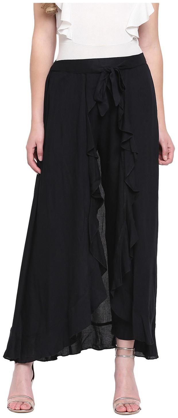 

RIVI Black Womens Ruffle Palazo Trouser