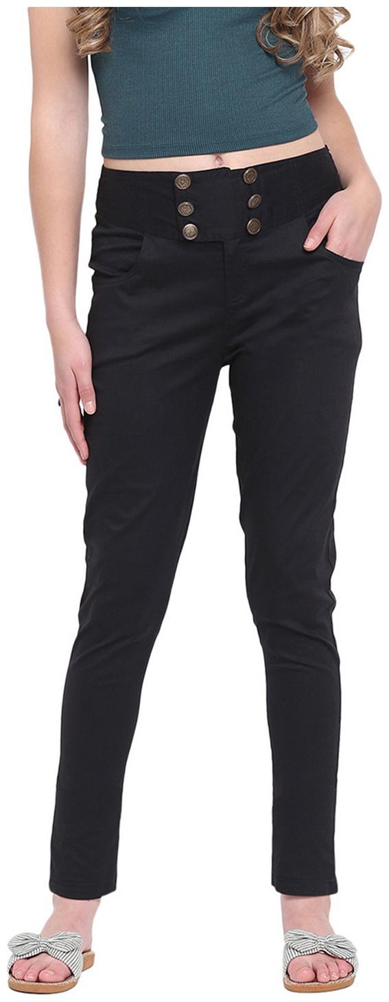 

RIVI Women Black Slim fit Regular trousers