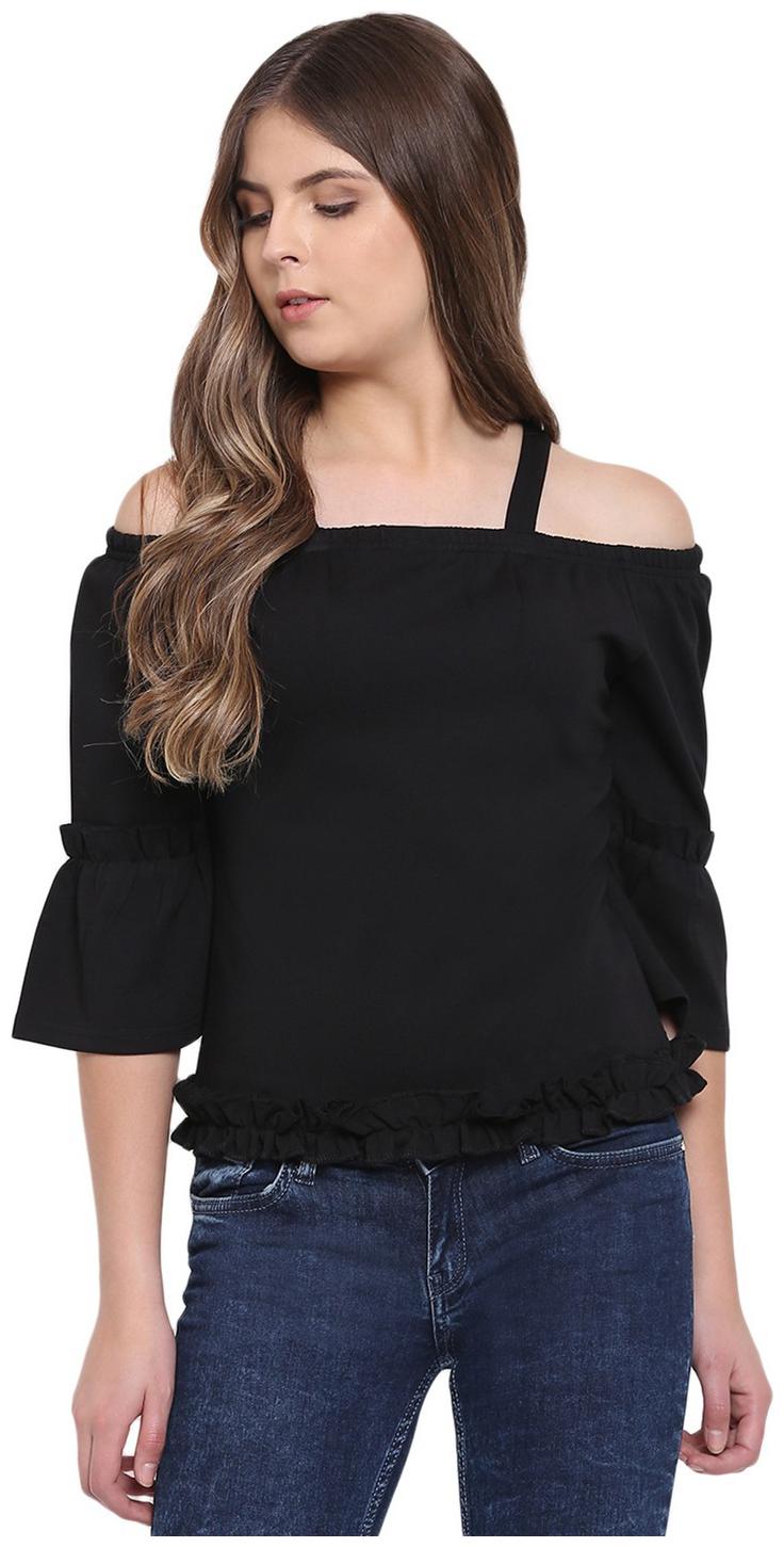 

RIVI Women Solid Regular top - Black