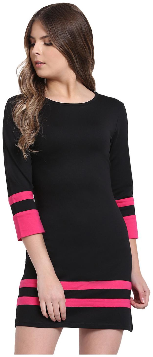 

RIVI Black Solid Bodycon dress
