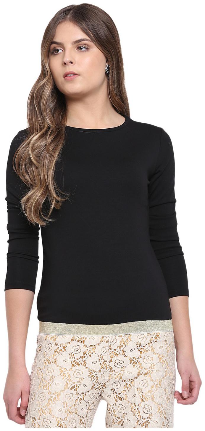

RIVI Women Solid Regular top - Black