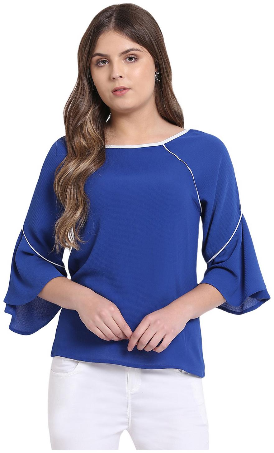 

RIVI Women Solid Regular top - Blue