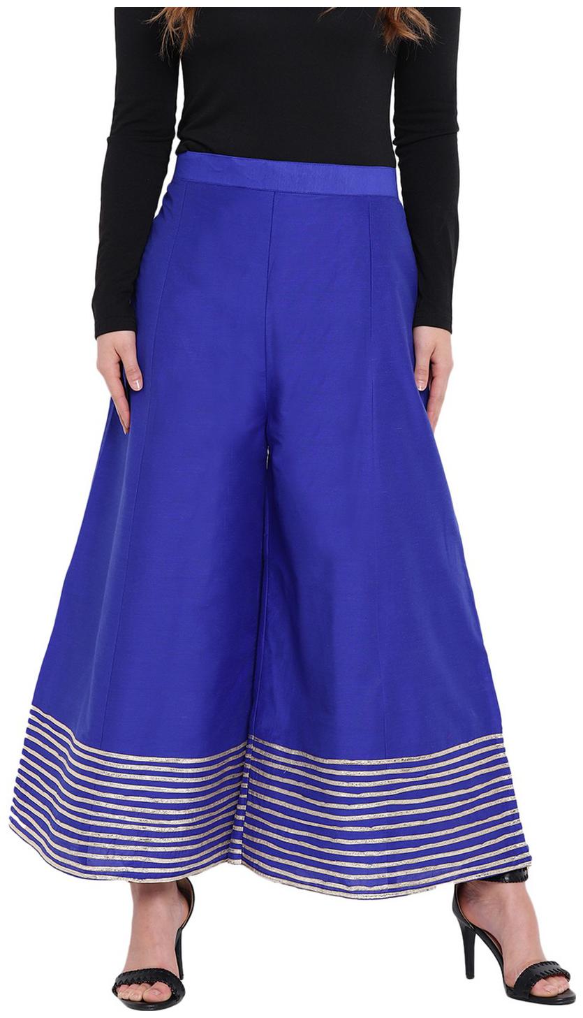 

RIVI Blue Womens Kalidar Silk Palazzo Trouser