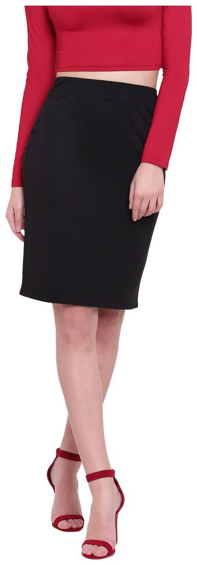 

RIVI Solid Pencil skirt Midi Skirt - Black