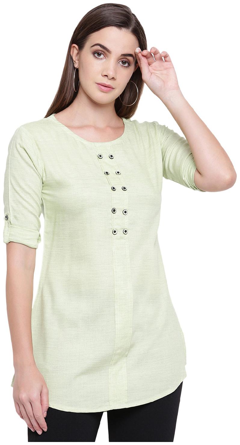

RIVI Women Solid Regular top - Green